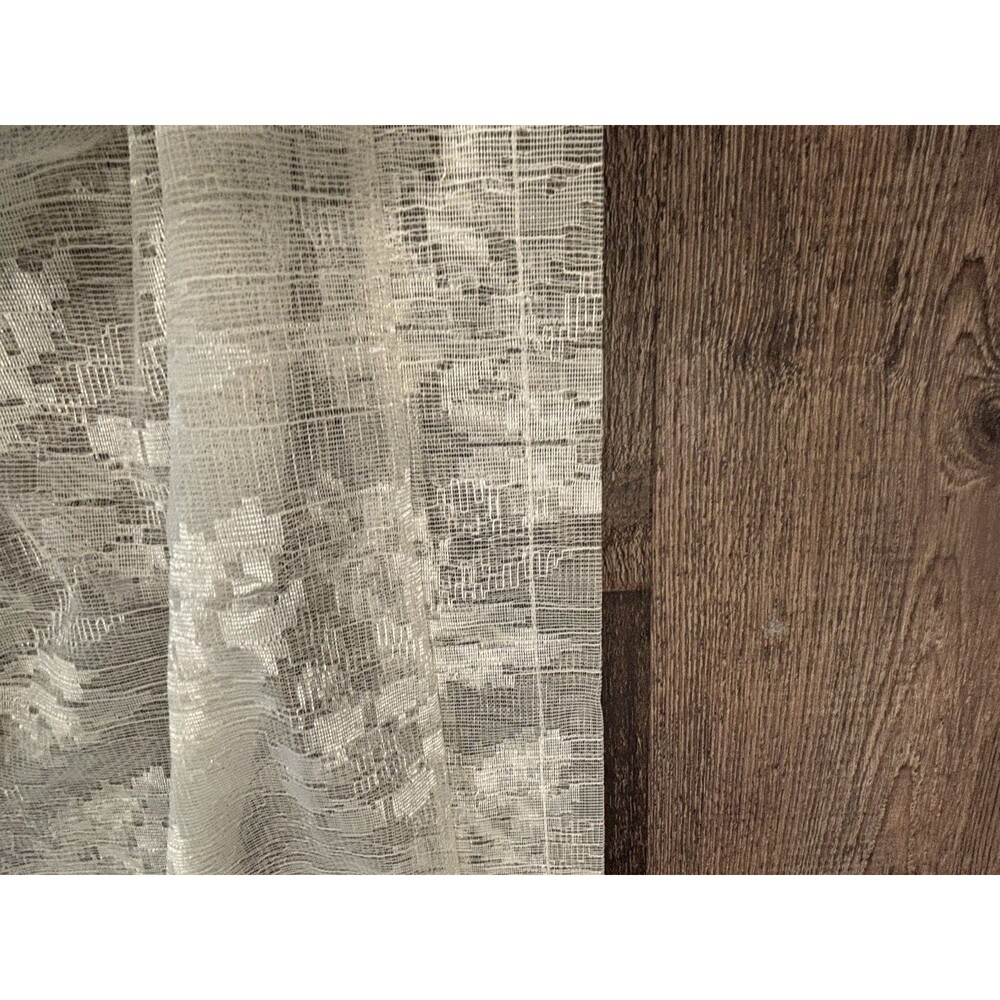 Vtg Ivory Floral Lace Curtain Ruffled Edges Attached Valance 58x84 Cottage Core - Picture 7 of 16